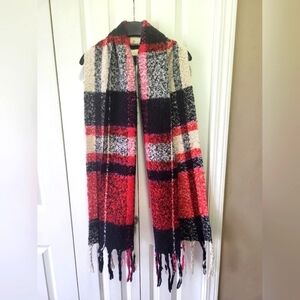 Woman's White, Red, Pink, and Black Scarf